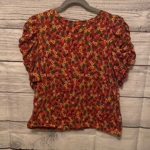 Loft medium fall floral puffy sleeve top